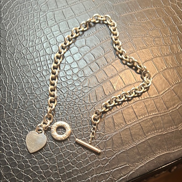 Tiffany & CO. Silver Chunky Chain Necklace with Heart and Circular Charms - Picture 3 of 3